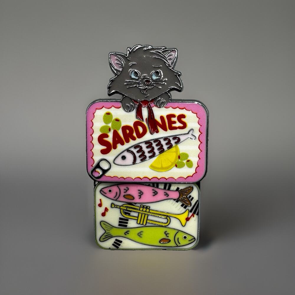 Disney Cats Sardine Sliding Blind Enamel Pin New Open Aristocats BERLIOZ
